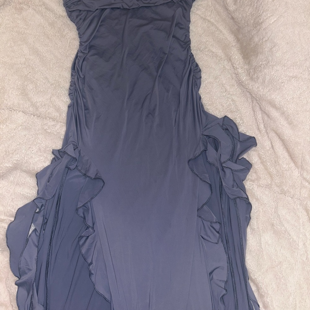 Lioness Blue Ruched Strapless Gown